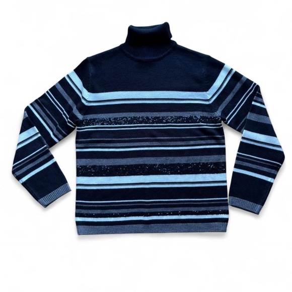 Black Sequin Striped Sweater - Picture 1 of 6